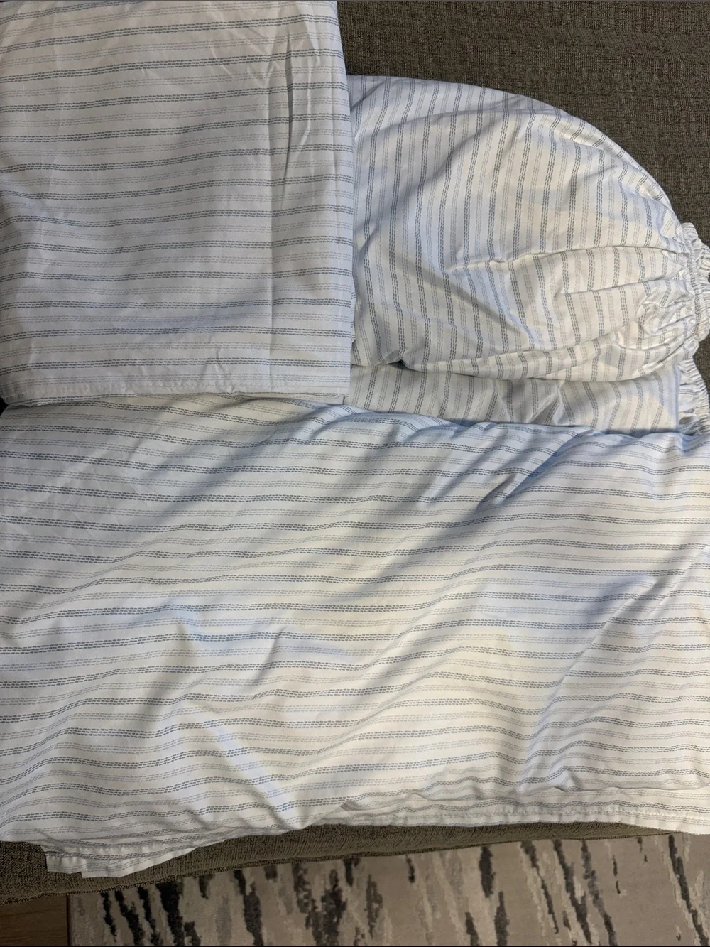 Light Blue and White Striped Cotton Sheet Set